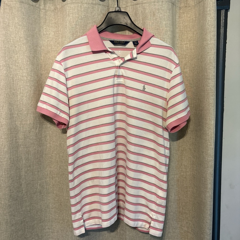 Ralph Lauren Pink and White Striped Polo Shirt